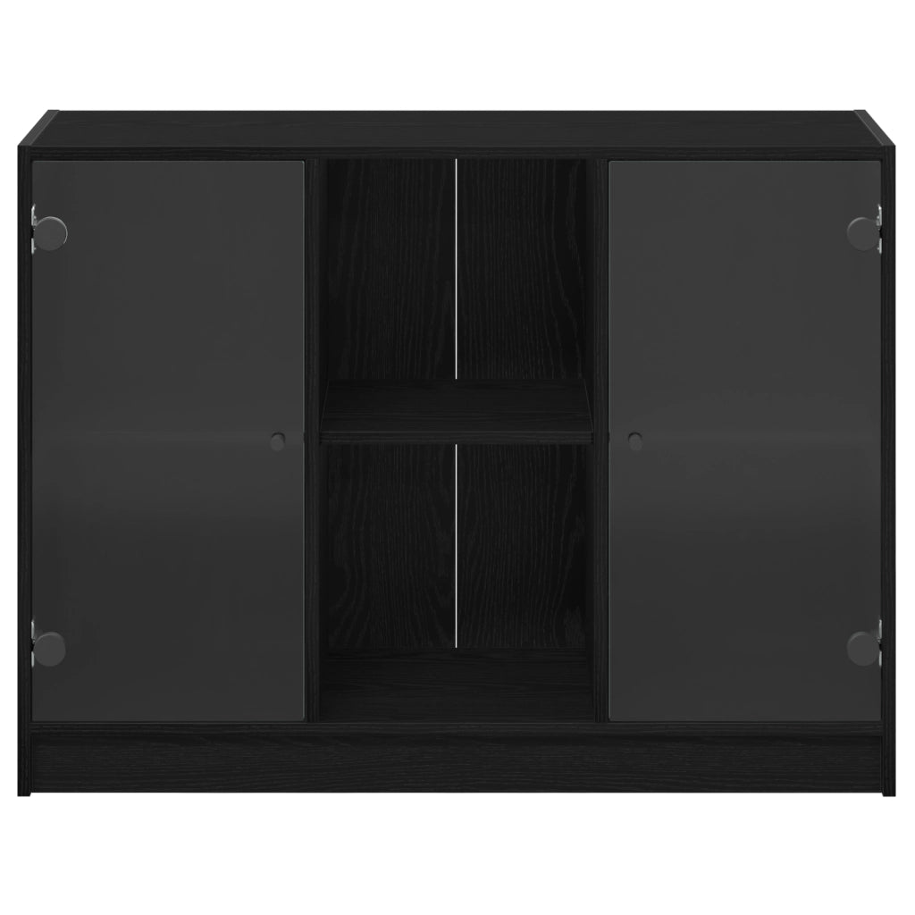 Sideboard Nero Rovere 102x37x75,5 cm Legno Ingegnerizzato
