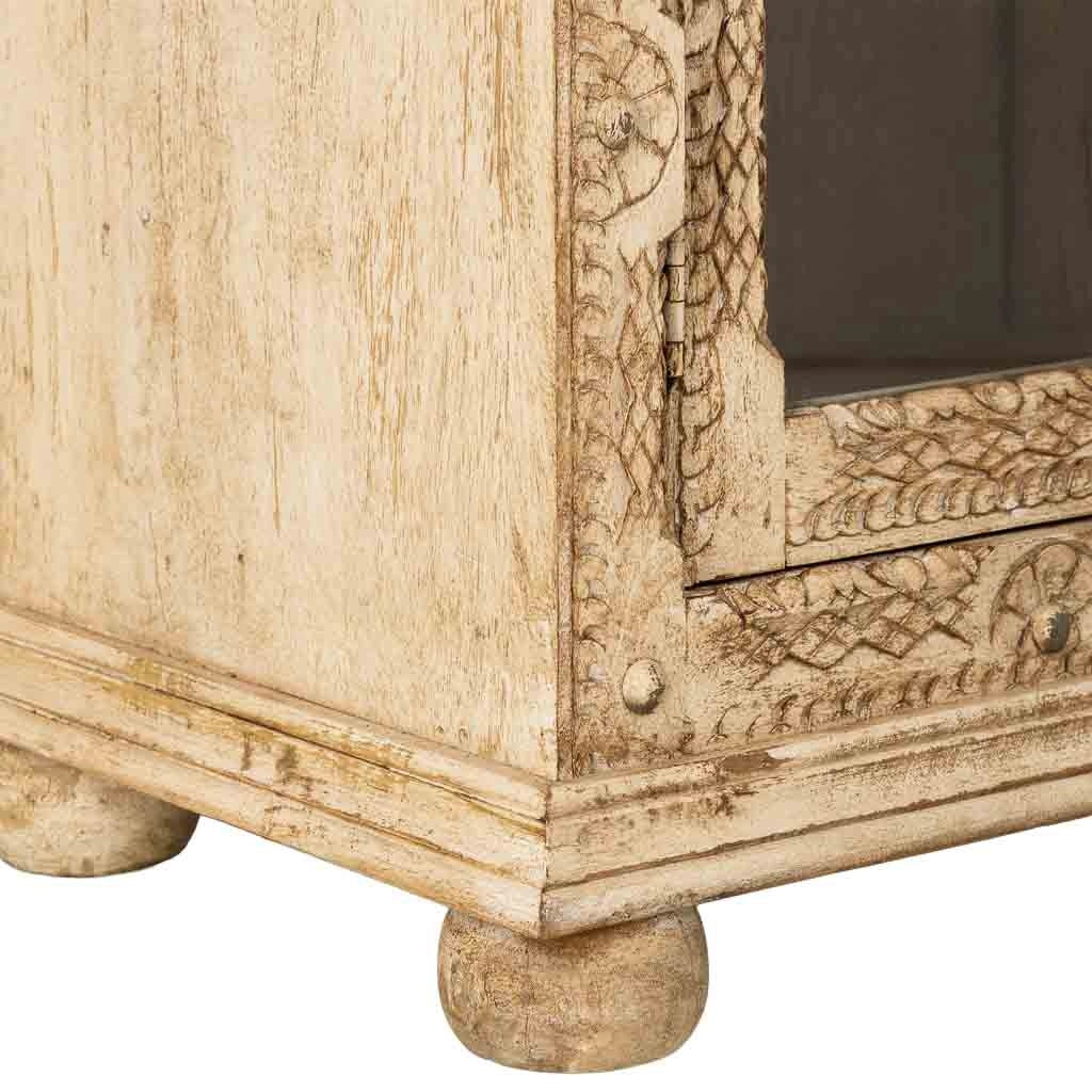 Credenza artigianale in legno con 2 ante beige, 97x43x100h cm