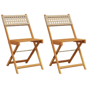 Sedie da Bistr¨° 2 pz | Sedie da Esterno Beige Legno Massello Acacia e Polyrattan