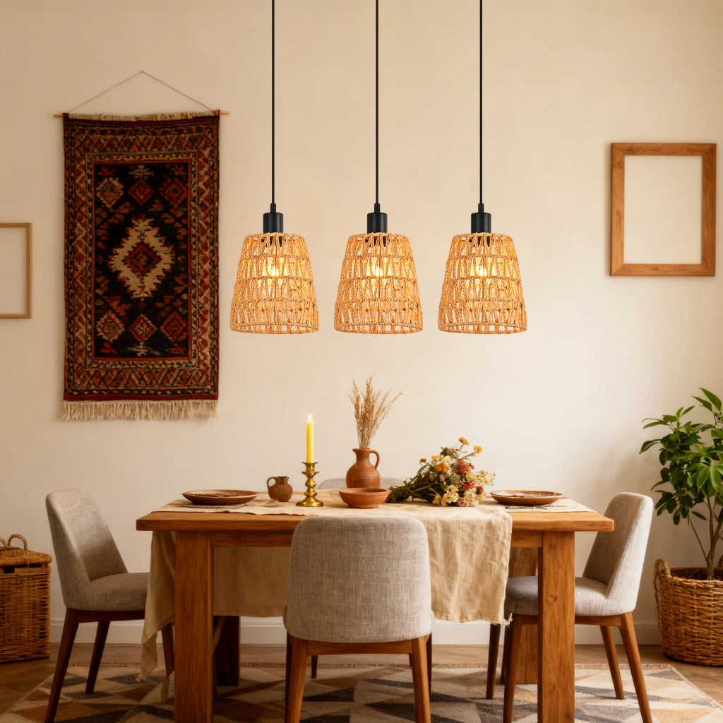 Lampada a sospensione ZMH per sala da pranzo 3 luci nera 120 cm altezza regolabile