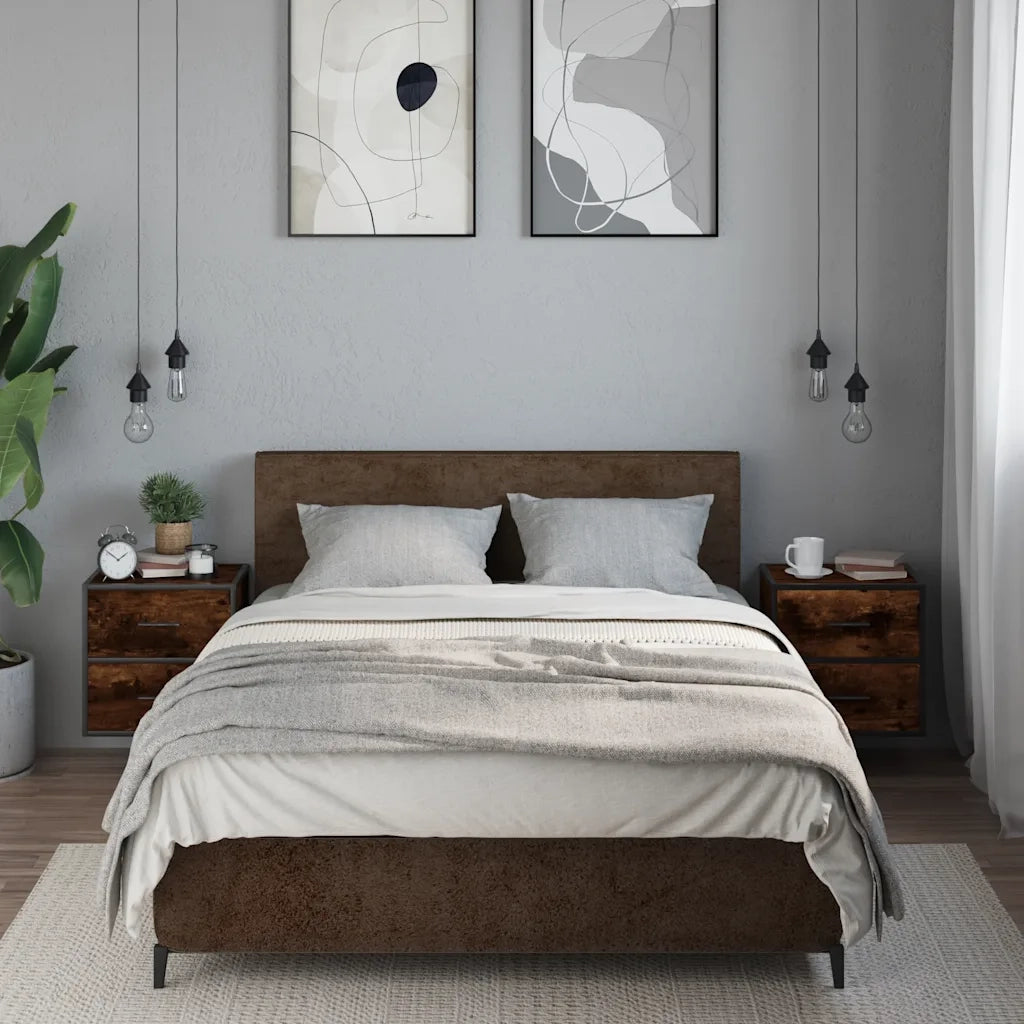 Comodini a Muro 2 pz Rovere Fumo 40x31x39,5 cm 848729