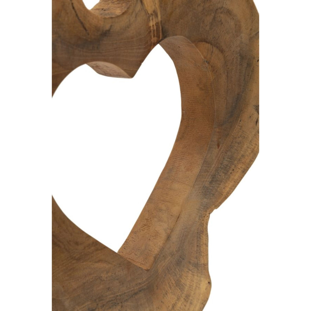 Scultura Cuore 7, Marrone, Legno, 28x10x38 cm