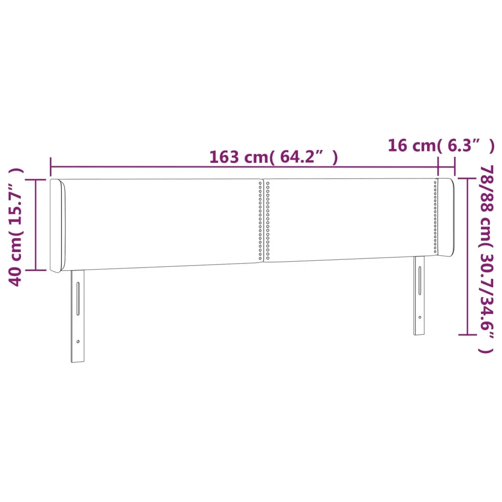 Testiera a LED-Testata con LED Grigio Scuro 163x16x78/88 cm in Velluto 824693