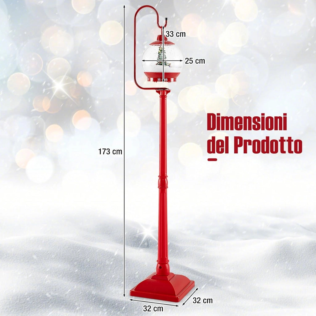 150 CM Lampione Natalizio Musicale, Lampada Festiva con Lanterna a Globo di Neve Attivata dal Suono, Albero di Natale, Babbo Natale, Soldato e Scatole Regalo (Modello 1)