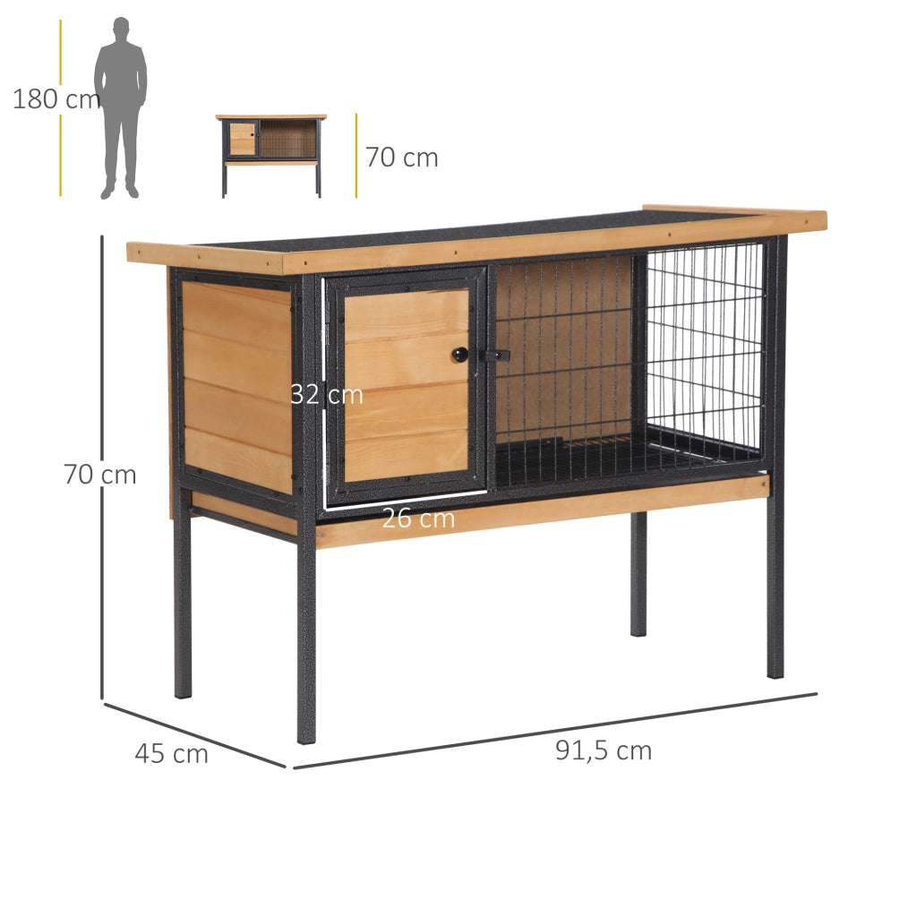 Gabbia per conigli in legno con tetto apribile ¨C zephmum ¨C 91.5x45x70 cm