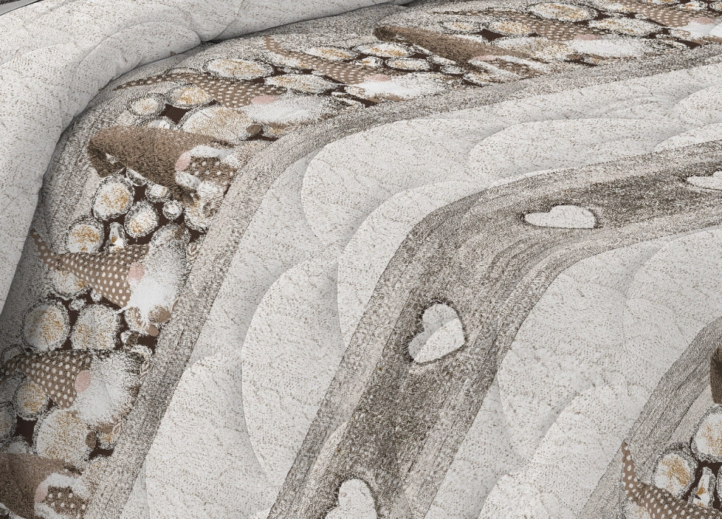 Trapunta Invernale Linea Pensieri Delicati Disegno Gnomi Colore Beige - Matrimoniale - Beige
