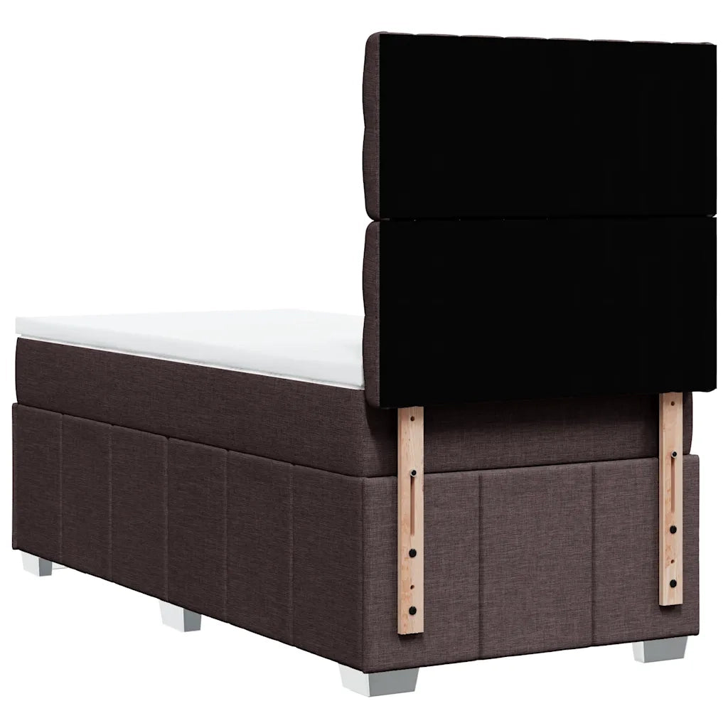 Giroletto a Molle con Materasso Marrone Scuro 90x200 cm Tessuto