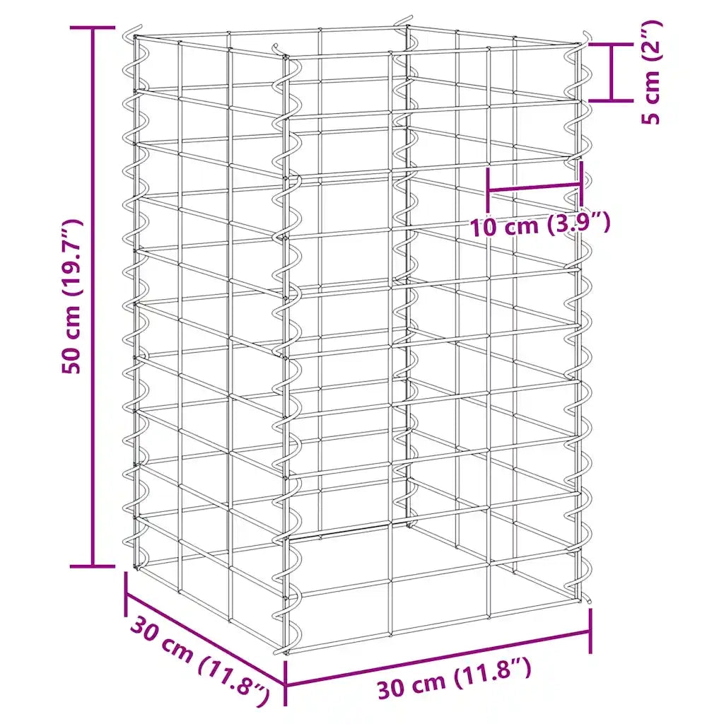Fioriere Rialzate a Gabbione 3 pz 30x30x50 cm in Ferro 151248
