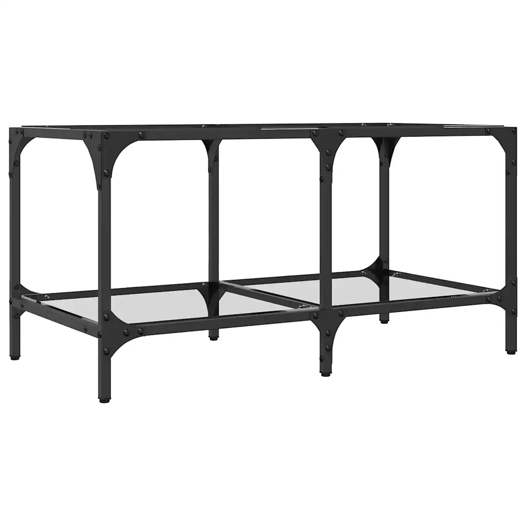 2 pz Tavolini da salotto | Tavolino da caff¨¨ | Tavolino da Soggiorno con Piano Vetro Trasparente 78,5x40x40 cm Acciaio
