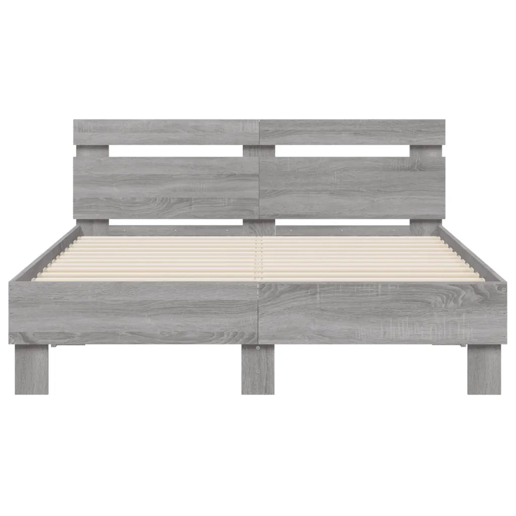 Giroletto con Testiera e LED-Struttura Letto con testiera Grigio Sonoma 135x190 cm 198567