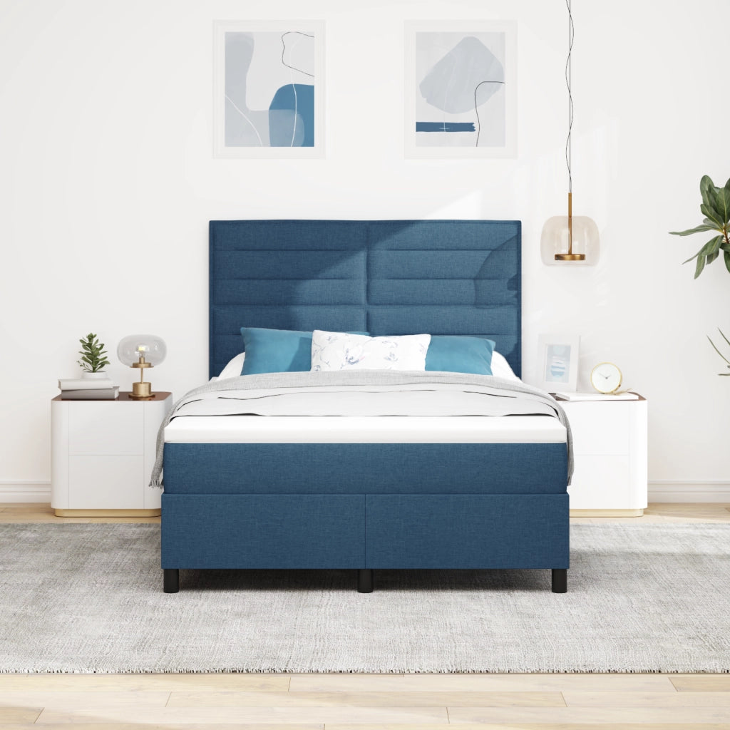 Letto Box Spring Blu 140x190 cm Tessuto