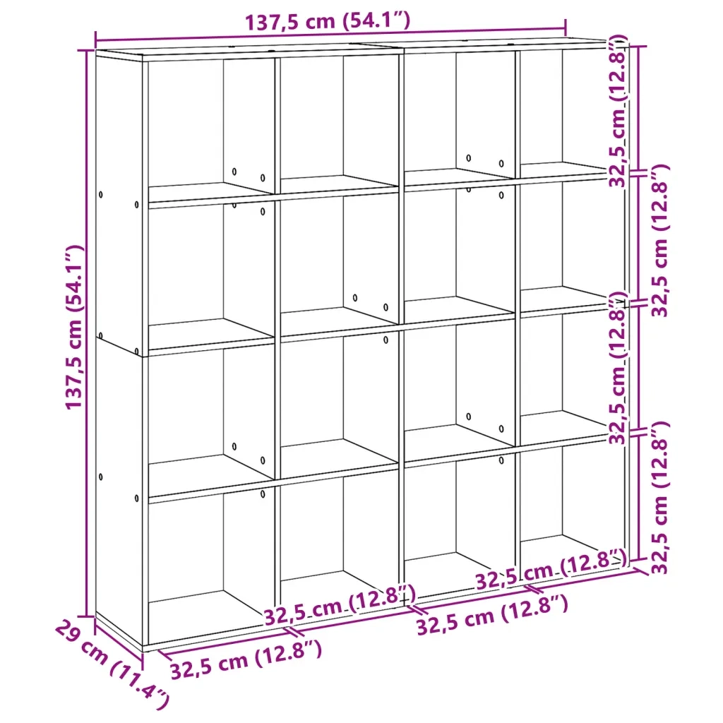 Libreria Bianca 137,5x29x137,5 cm in Legno Multistrato 3310289