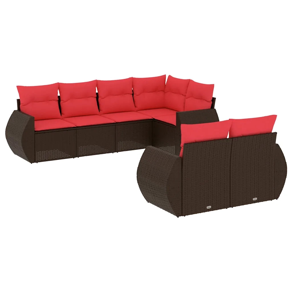 Set Divani da Giardino 7 pz con Cuscini Marrone in Polyrattan 3221613
