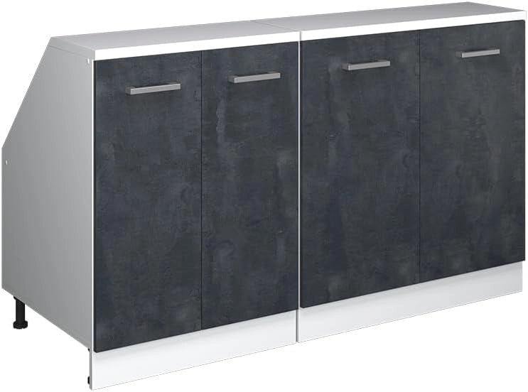 Set di mobili sottotetto Rion, Calcestruzzo nero, 140 cm Set di 2 carcasse armadio profondità 60 cm, adatto per il salvaspazio sotto tetti spioventi