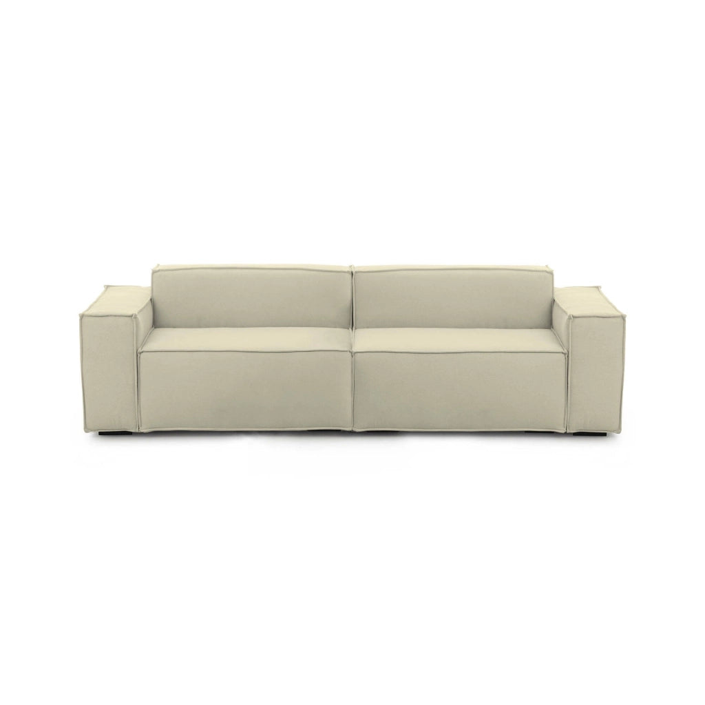 Divano fisso Argo, Divano componibile a 3 posti lineare, Made in Italy, SofÒ  moderno da soggiorno in tessuto, Cm 260x95h70, Beige