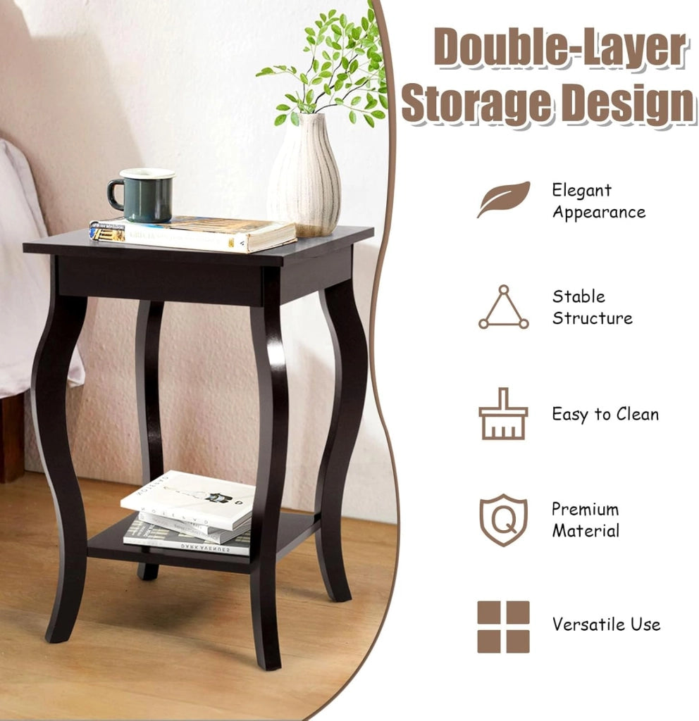 Set di 2 Comodini Camera da Letto, Comodini Piccoli in Legno, Tavolino Lato Moderno per Soggiorno, Marrone, 40 x 40 x 60 cm (L x P x A) (Marrone x 2)