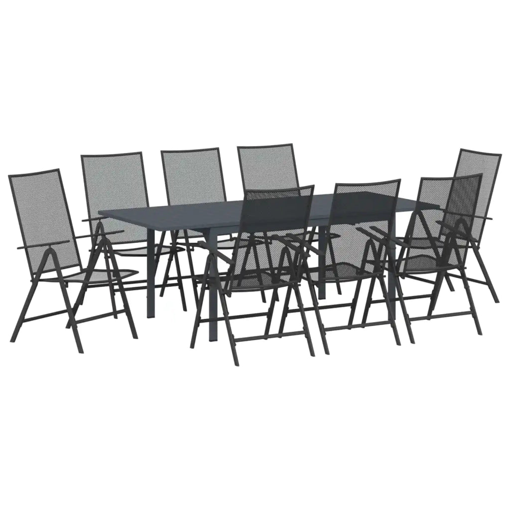 Set da Pranzo per Giardino 9 pcs Antracite Acciaio 3378835