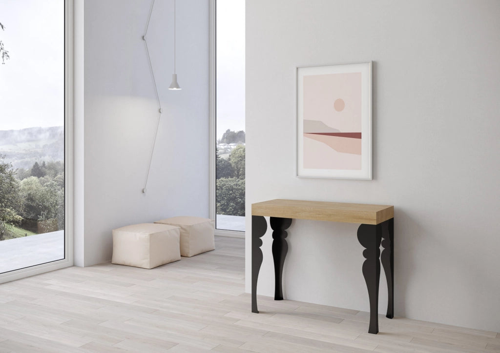 Consolle allungabile 90x40/196 cm Paxor Small Quercia Natura telaio Antracite