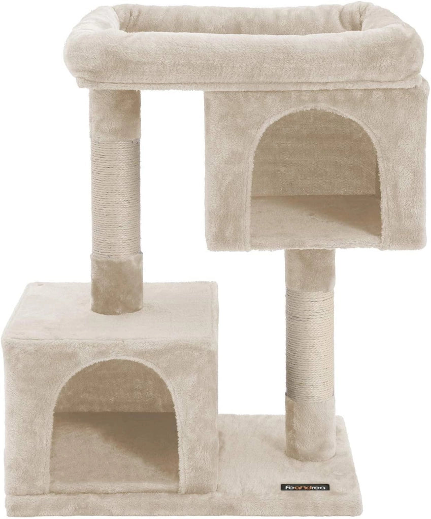 Tiragraffi a colonna in sisal per affilare artigli 2 lussuose nicchie mobili da casa da gioco per gattini gatti e felini colore beige 12_0000156