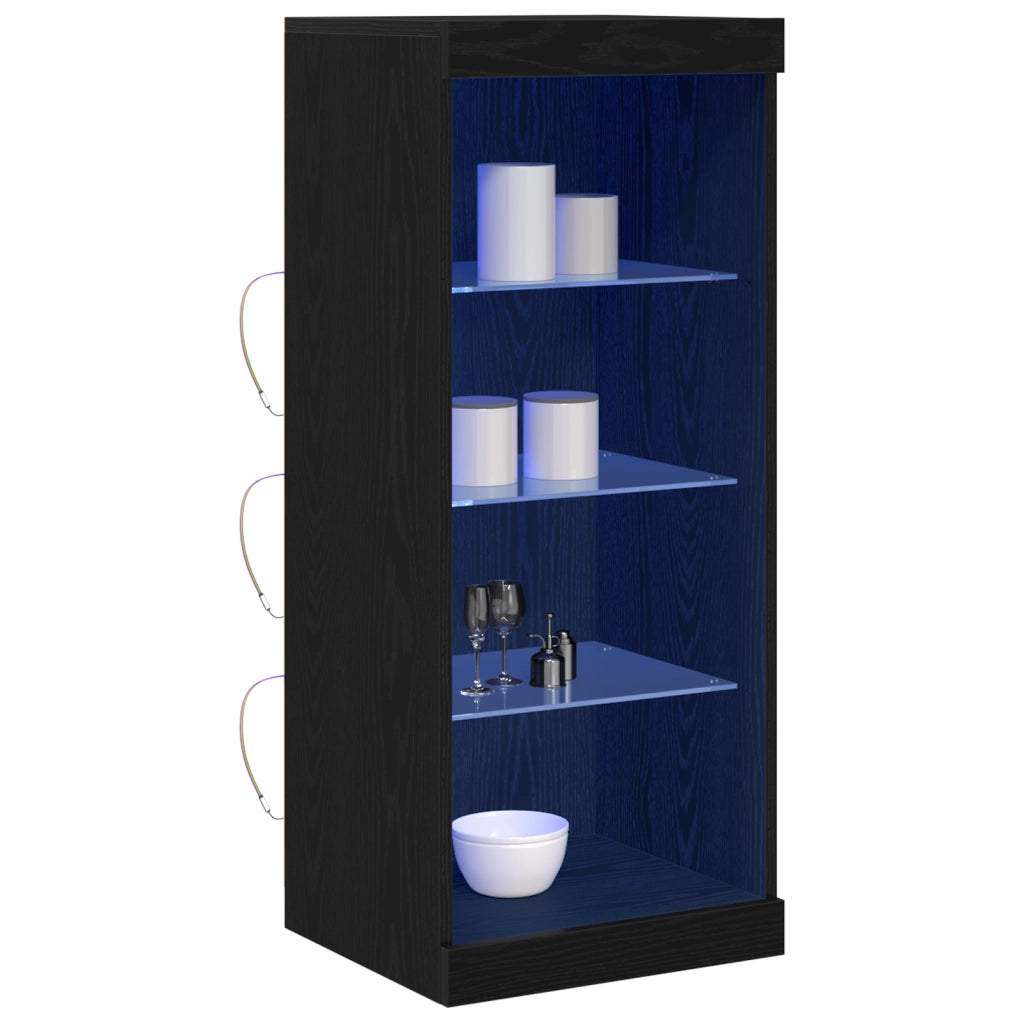 Sideboard con luci LED in rovere nero 41x37x100 cm