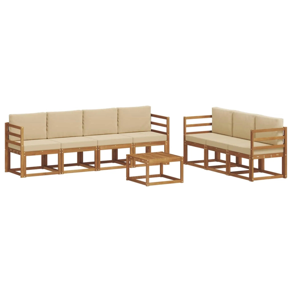 Set di divani da esterno con cuscino 8 pcs Naturale e Beige