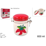 Barattolo Contenitore da Cucina in Ceramica Decoro Peperoncino 600 ml