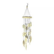 Campanello metallo fiori e foglie bianco cm 12x12h61