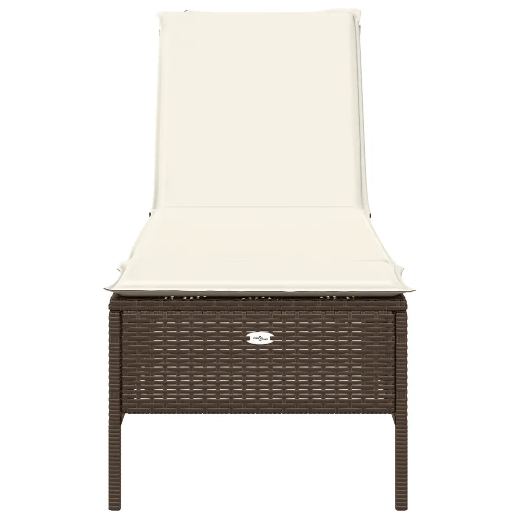 Lettino Prendisole con Cuscino Marrone in Polyrattan