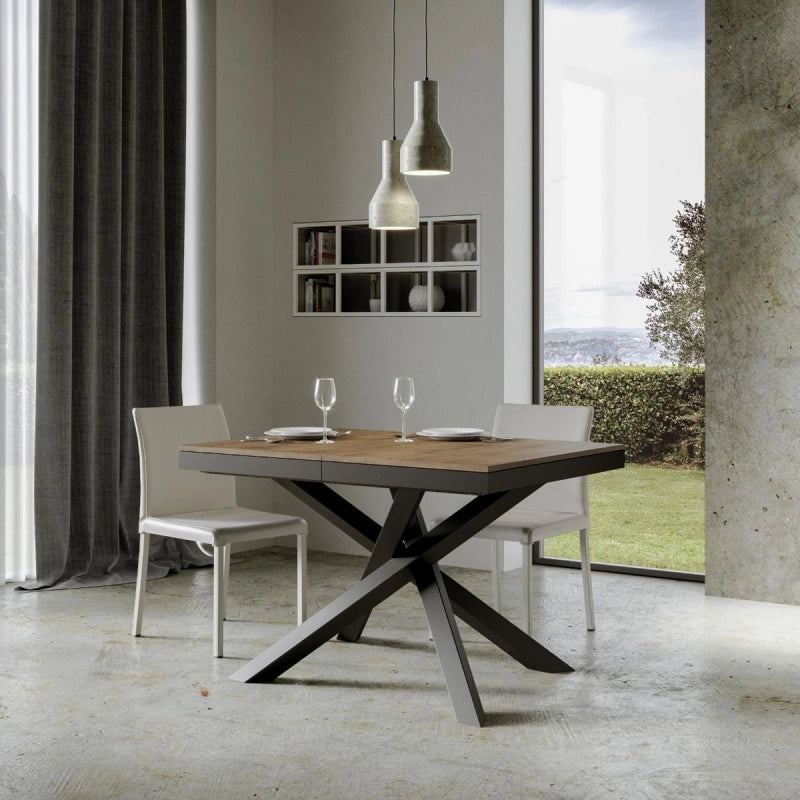 Tavolo allungabile 90x120/224 cm Volantis Evolution telaio Antracite - Noce