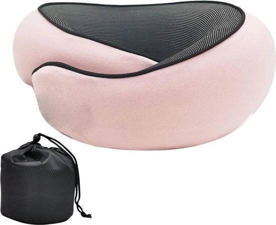 Trapezoide cuscino gonfiabile con tasca di stoccaggio - cuscino confortevole per ufficio, aereo, auto e viaggi - 4 colori