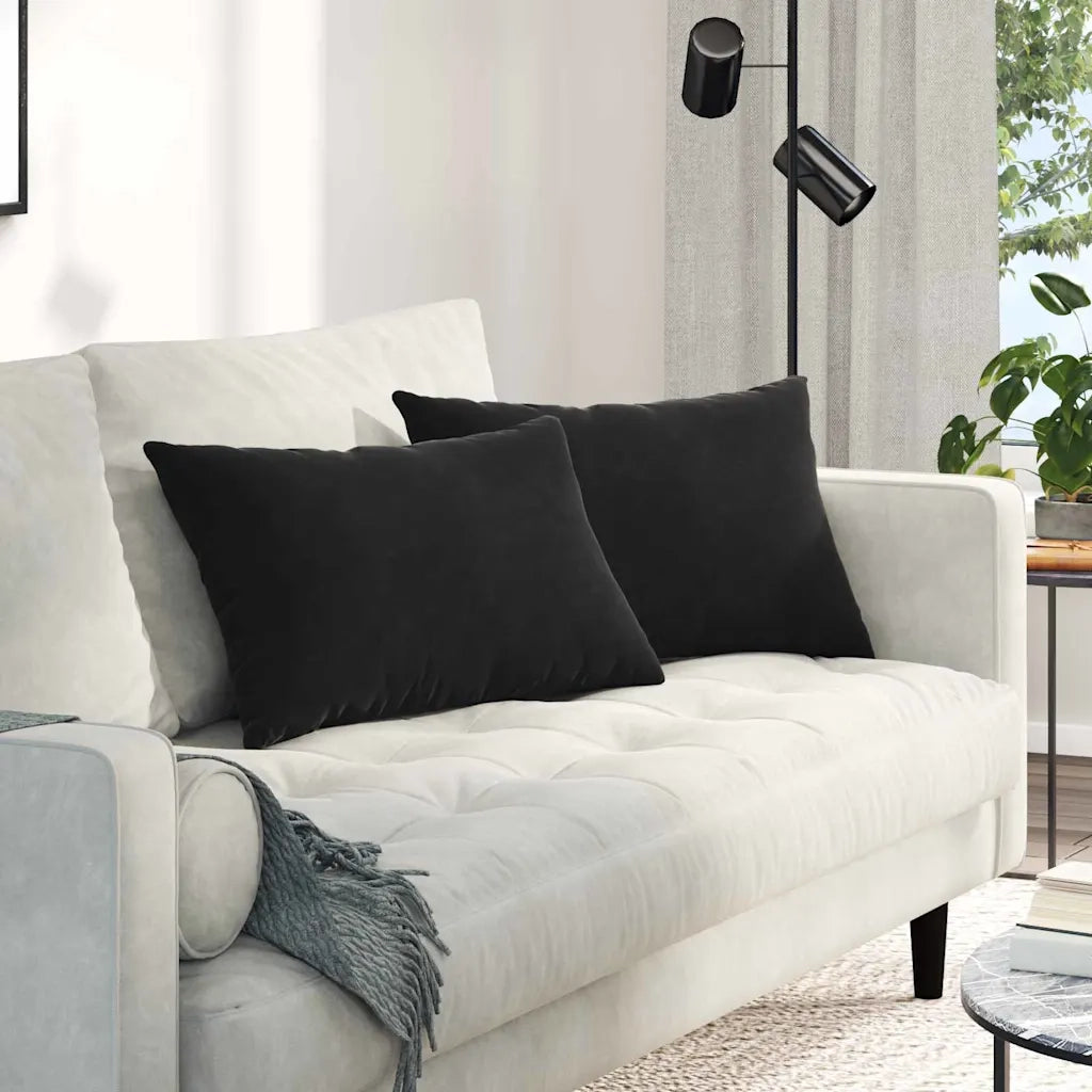 Cuscini da Divano 2 pcs Nero 60 x 40 cm Tessuto in Cords