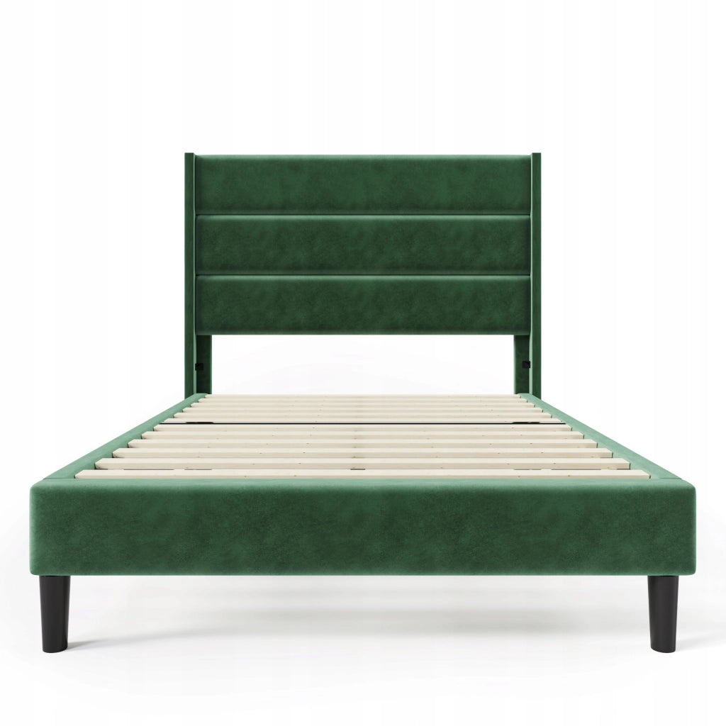 Letto singolo 90x200 - Xylo - Velluto verde scuro moderno per giovani