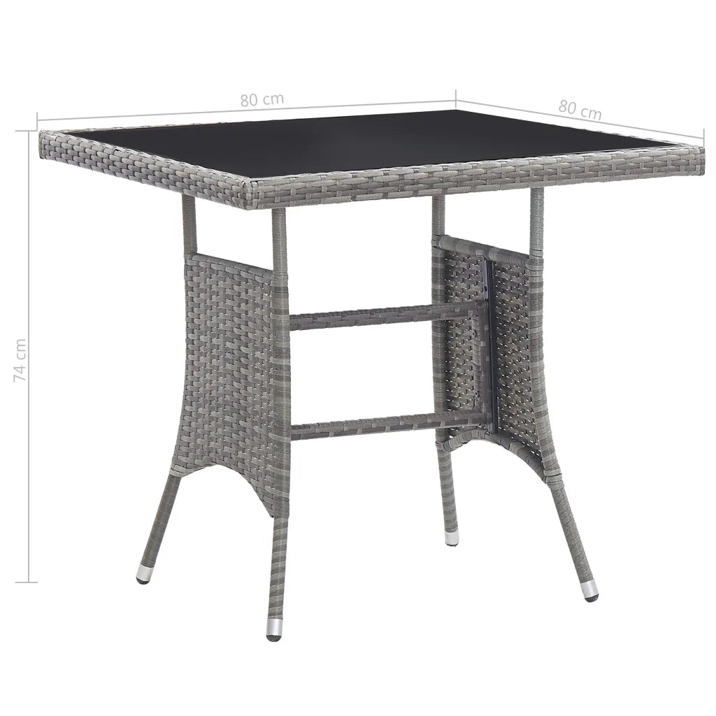 Set da Pranzo per Giardino 3 pz | Set Salotto da Giardino in Polyrattan Antracite Grigio