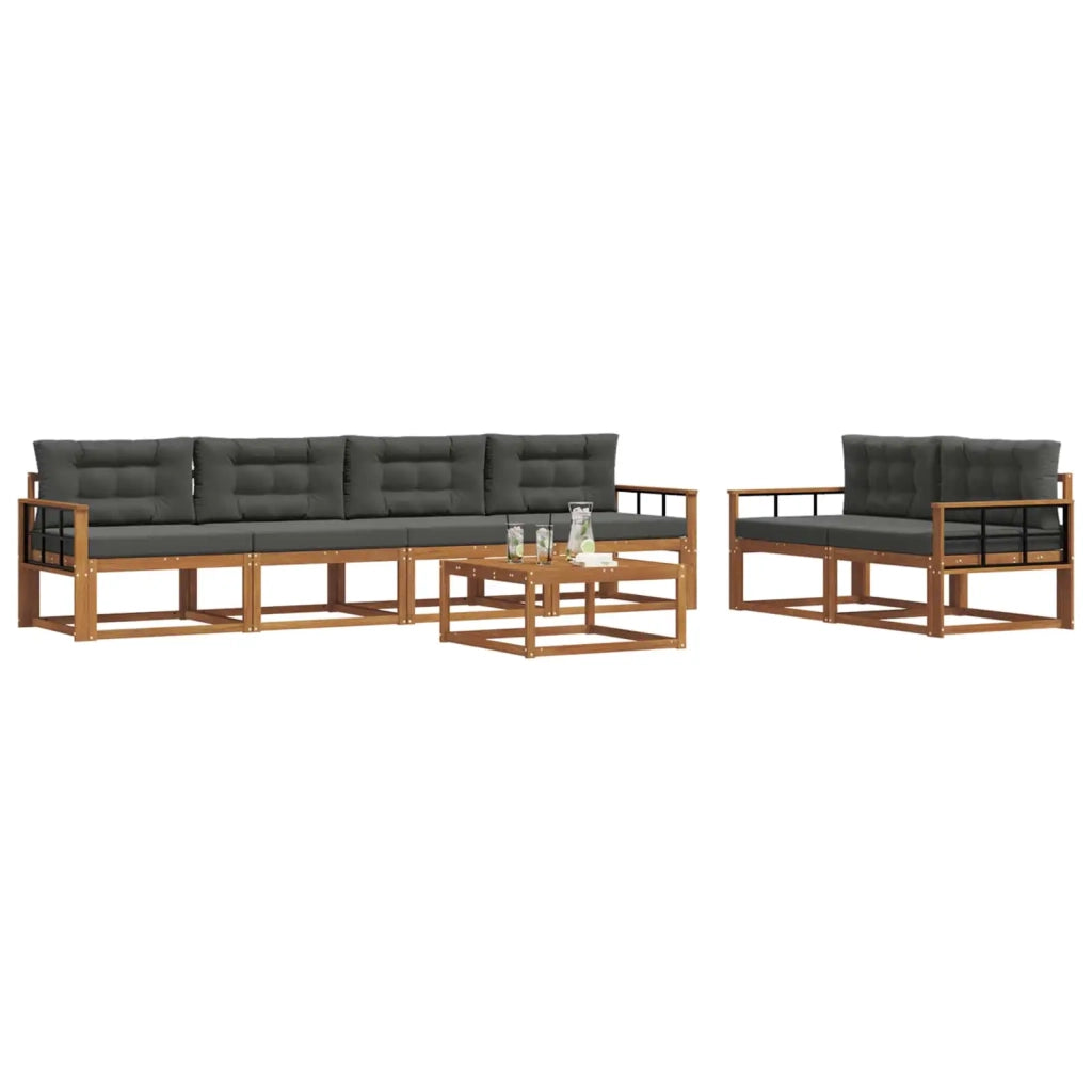 Set di divani da esterno con cuscino 7 pcs Naturale e Antracite 3367240