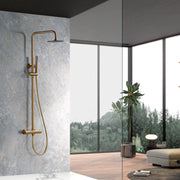 IMEX Set doccia termostatico Genova oro spazzolato asta estensibile acciaio inox S304 soffione extrapiatto Ø20cm anticalcare corpo rubinetto ottone con cartuccia termostatica TURN CLEAN SYSTEM Ime