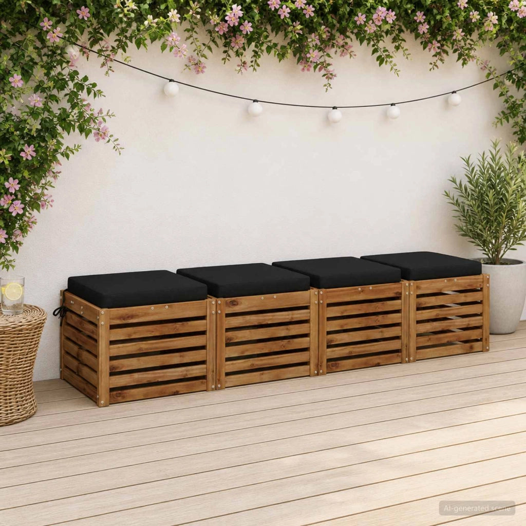Cuscini per Sedia in 4 Pezzi SOEST 4 pz 100% Poliestere Nero 944389