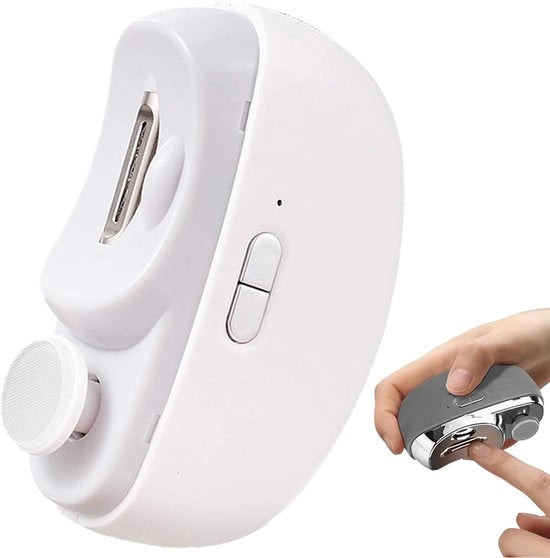 Nageltrattore elettrico - Nageltrattore elettrico per adulti - Nageltrattore automatico - Nageltrattore elettrico con funzione di affilatura - Con luce LED e contenitore per residui di unghie - Nageltrattore elettrico per tutte le età - Bianco
