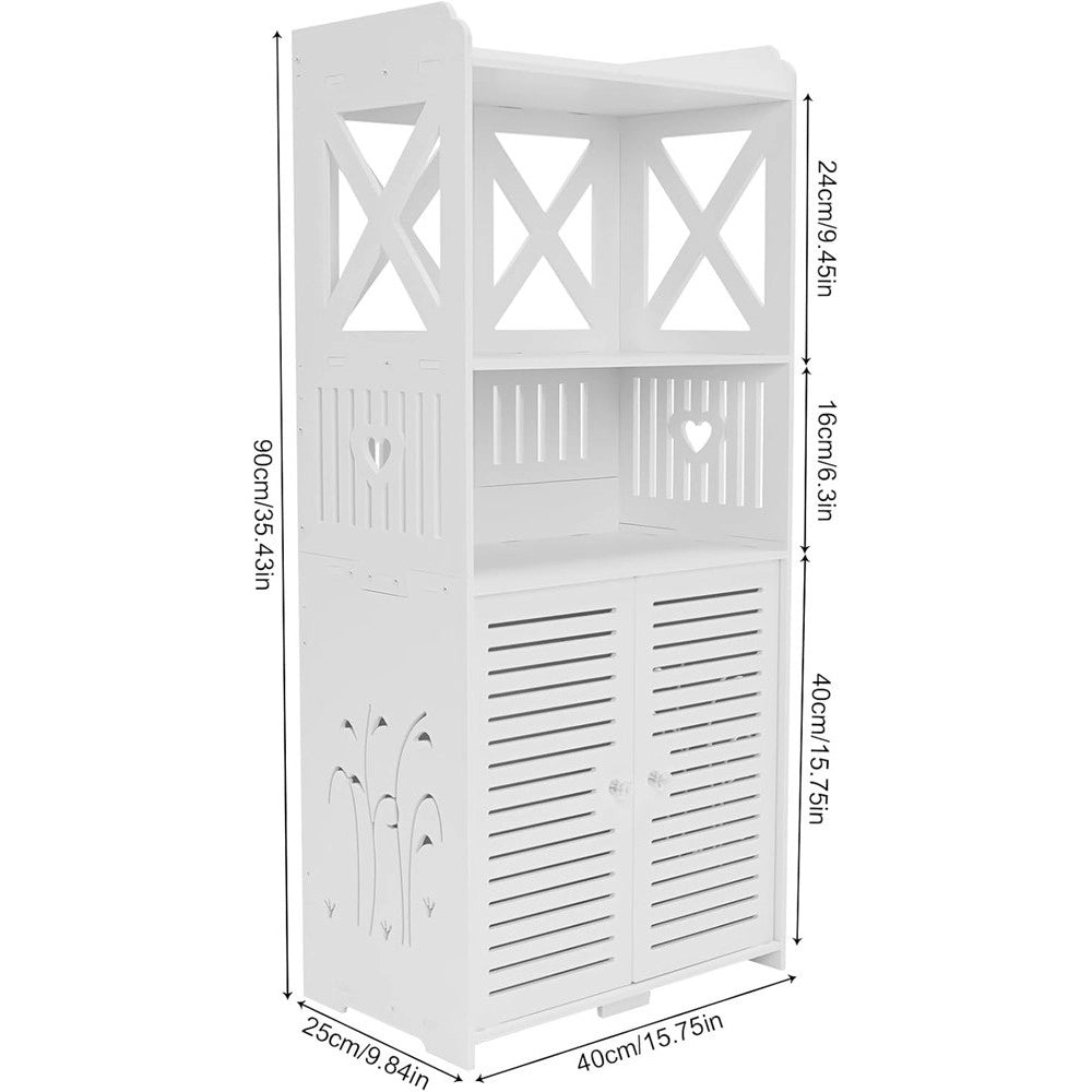 Trade Shop - Armadietto Da Bagno Multiuso Con Porta Scaffali Soggiorno Camera Cucina 40 X 25 X 90 Cm -