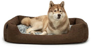 Hondenmand con cuscino morbido e invertibile, letto per cani in design a trama con bassa soglia per cani e gatti di tutte le dimensioni, 110x80 cm, letto morbido per cani, marrone
