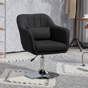 Sedia lounge imbottita girevole 360° con altezza regolabile, braccioli e supporto lombare, nera