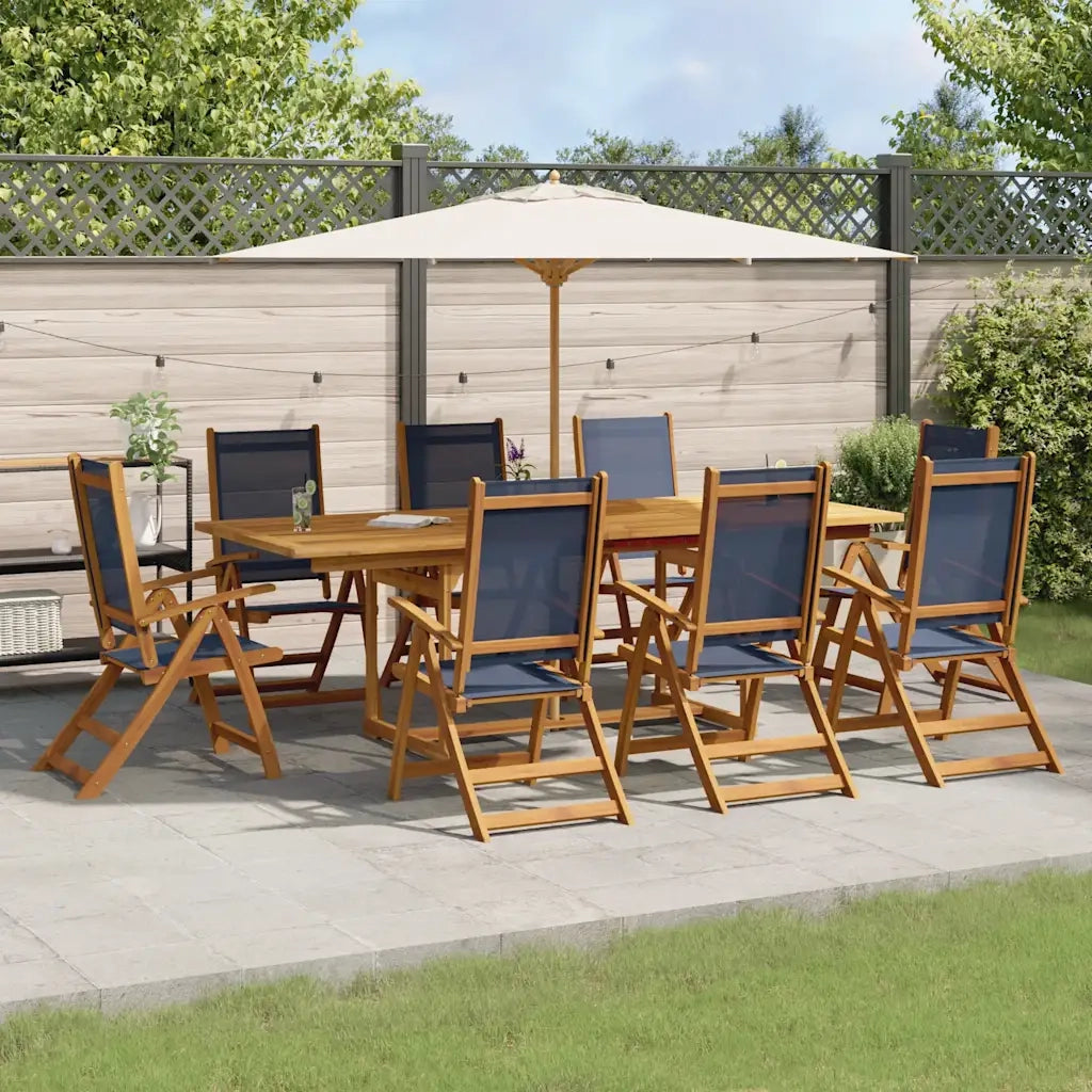 Set Pranzo da Giardino 9pz Legno Massello di Acacia e Textilene 3279307