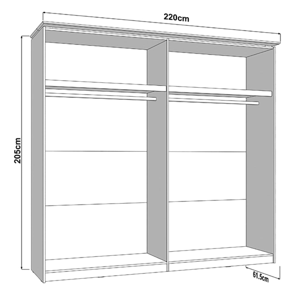 Armadio Camera da Letto Aurovi, Guardaroba 2 Ante 2 Ripiani, 220x205h cm Bianco Crema