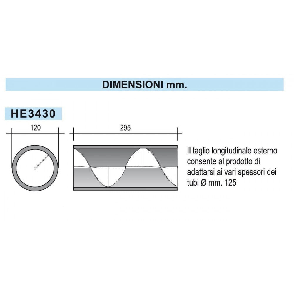 First helix 34 da 120mm silenziatore riduttore acustico elicoidale per tubi di tondi aerazione
