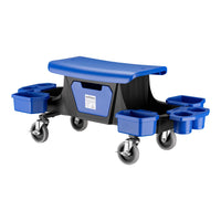 Sgabello da officina con ruote e cassetto per attrezzi, portata 150 kg, 6 scomparti intercambiabili, sgabello da lavoro con ruote