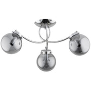 Plafoniera Alfa Lucie cromata, sfere fumé, 3xE14 54cm