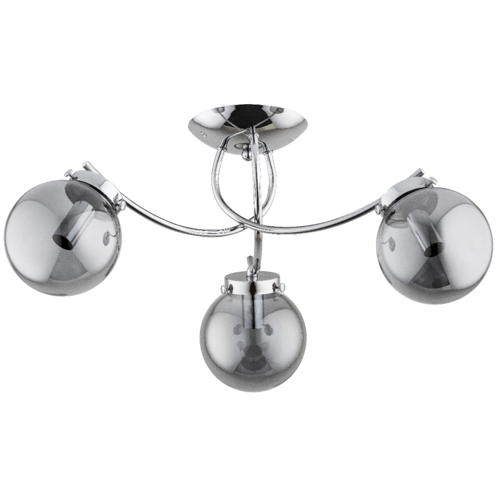 Plafoniera Alfa Lucie cromata, sfere fumé, 3xE14 54cm