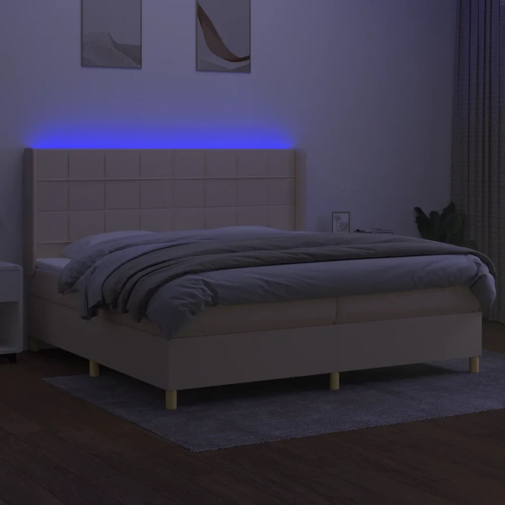 Letto a Molle Materasso e LED bianco 200x200cm in Tessuto cod mxl 63094
