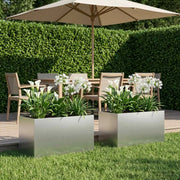 Vaso da giardino 2 pz Argento 80 x 50 x 50 cm Acciaio zincato 8005271