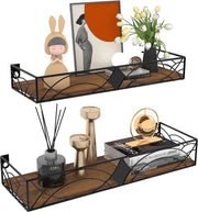 Pannello di parete oscillante in legno e metallo, nero, pannello oscillante con stantuffo e pannello in legno, pannello di parete rustico per cucina, bagno, camera da letto, soggiorno, ufficio (2 pezzi)