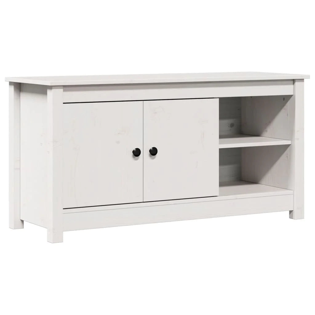 Mobile TV multimediale scaffale TV credenza mobile TV sala da pranzo soggiorno camera da letto 103 x 36,5 x 52 cm legno di pino massiccio bianco 02_0025630